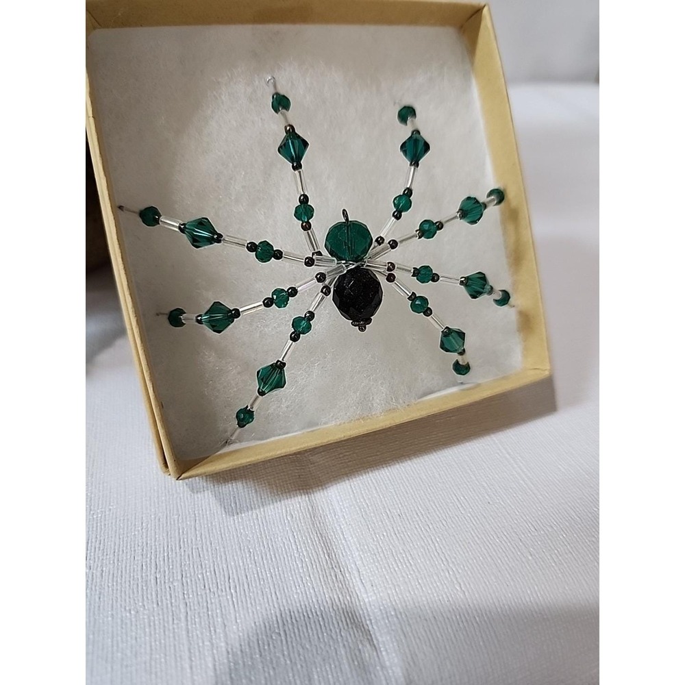 Christmas Spider Ornament  Hand Crafted One Of A‎ Kind Green And Silver